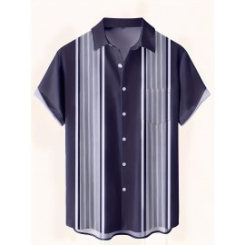 Plus Size Men's Contrast Color Shirt For Summer, Men's Casual Fashion Shirt