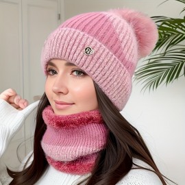 R-shaped Woolen Hat--dark Pink