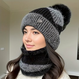 R-shaped Woolen Hat--black