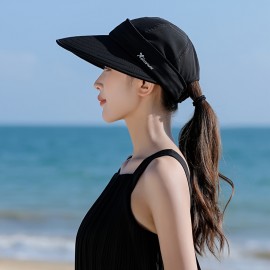 Stylish Women's Summer Sun Hat - Breathable Open-Top Design with Removable Top for UV Protection, Sports Cap for Beach, Outdoor, and Daily Commute - Lightweight, Quick-Drying, and Adjustable Chin Strap for Comfortable Fit