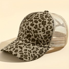 Chic Leopard Print Mesh Baseball Cap: Lightweight, Breathable & Adjustable for Ultimate Comfort and Style