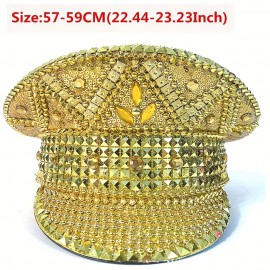 Dazzling Sparkling Captain Hat - Edgy Punk Style with Shiny Rhinestone Rivet Studded Design - Perfect for Bride, Hen Party, Rave, or Special Occasion, Ideal Womens Accessory