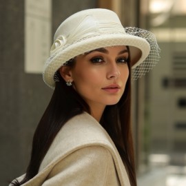 Elegant Wool Fedora With Mesh Veil - Breathable, Non-Stretch Fashion Bucket Hat For Women | Perfect For Autumn & Winter