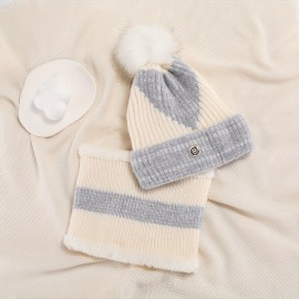 R-shaped Woolen Hat--white