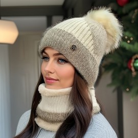 R-shaped Woolen Hat--beige