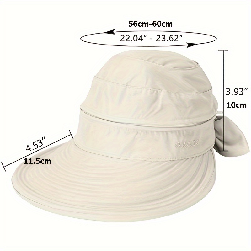 1pcs solid color ponytail sun visor hat wide brim uv protection stylish bow decor for summer beach travel details 5