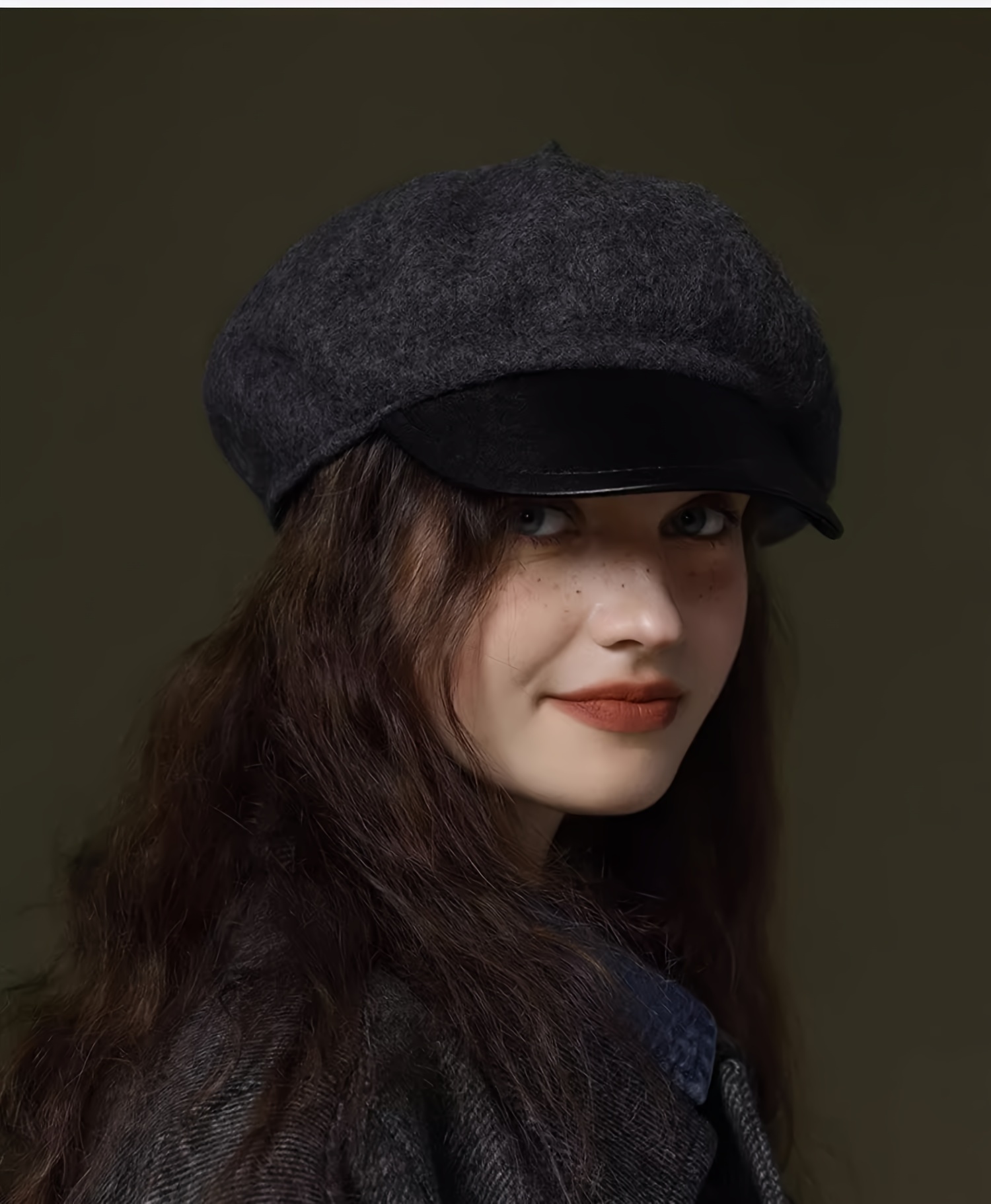 elegant stitching wool beret hats classic british style pu painter cap vintage warm octagonal berets newsboy cap for women autumn winter details 5