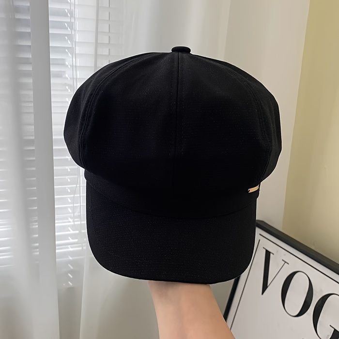 iron label octagonal newsboy hat classic solid color lightweight painter cap casual adjustable berets for women details 2