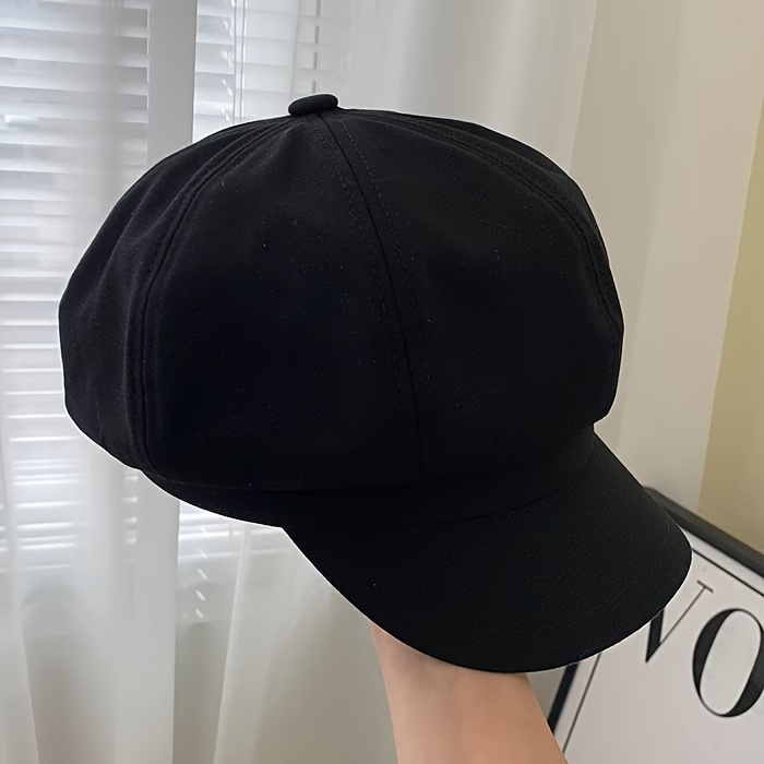 iron label octagonal newsboy hat classic solid color lightweight painter cap casual adjustable berets for women details 3