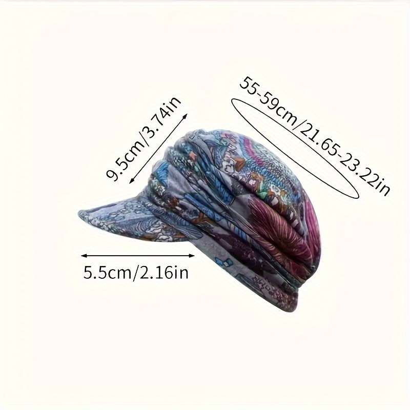 vintage flower print newsboy hat classic ruched sun hats lightweight peaked cap for women details 4