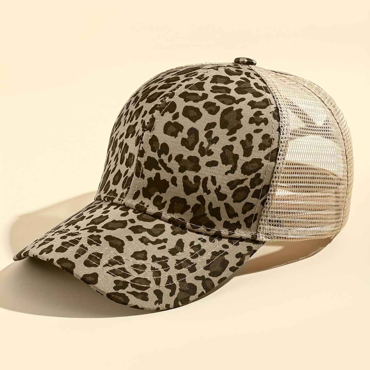 classic leopard print trucker hat trendy mesh breathable baseball cap lightweight adjustable sports hat for women daily uses details 2