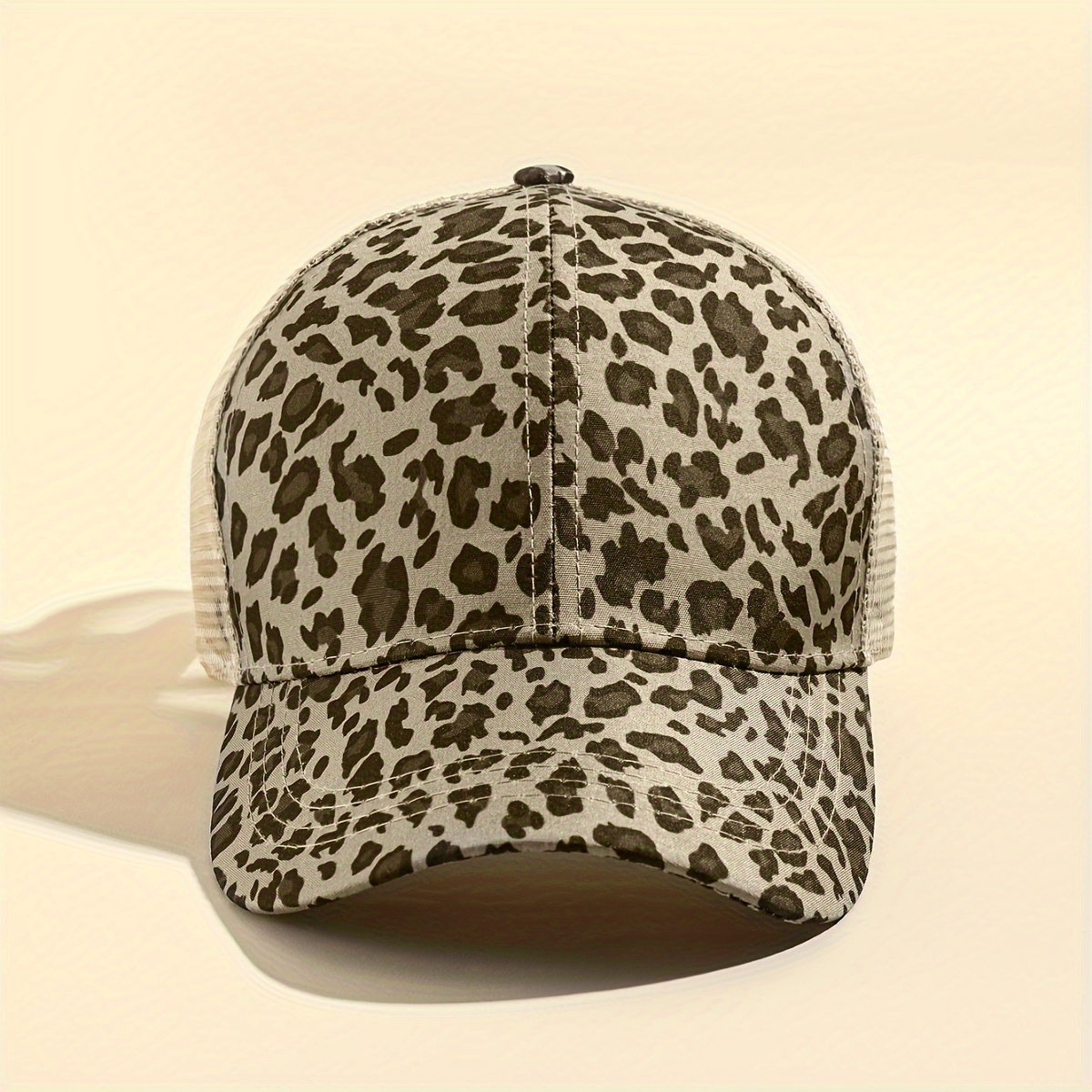 classic leopard print trucker hat trendy mesh breathable baseball cap lightweight adjustable sports hat for women daily uses details 3