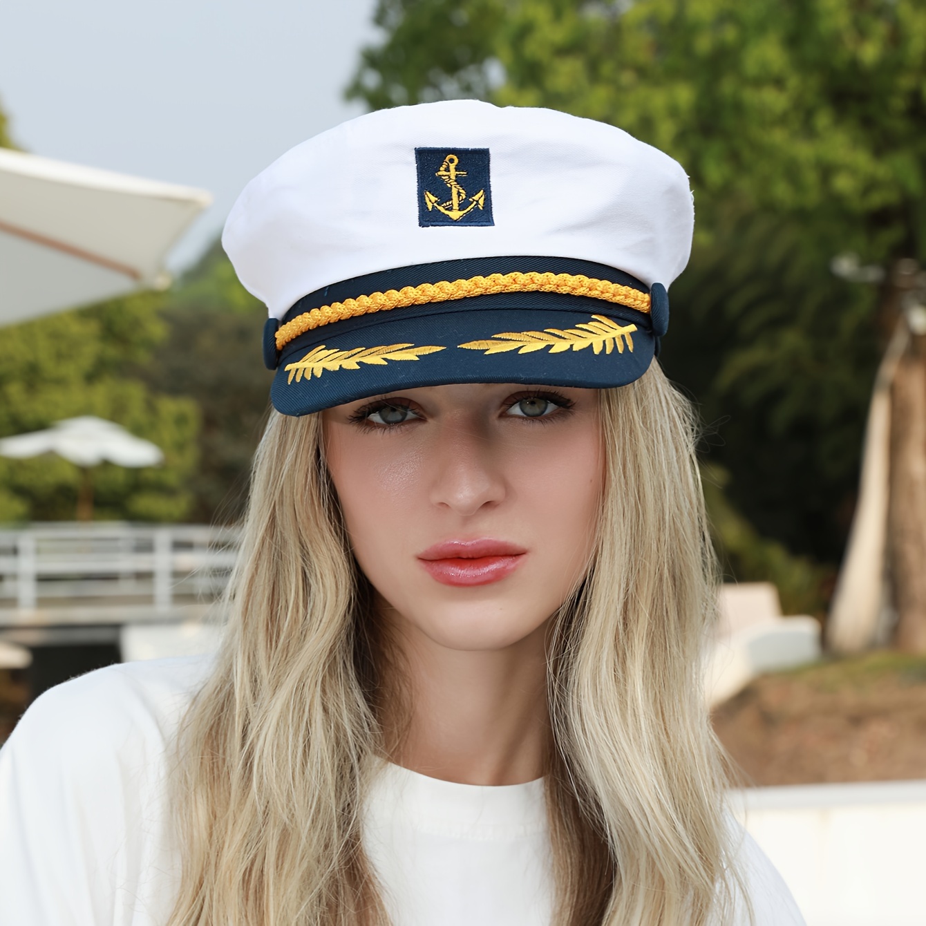 holiday nautical anchor breton cap 100 polyester sun protection woven newsboy hat for roleplay and sailor uniform performances inelastic sailor cap with wheat ear embroidery details 0