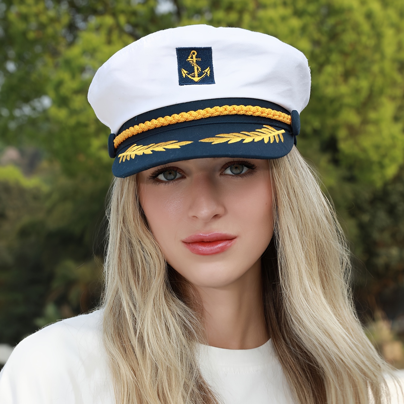 holiday nautical anchor breton cap 100 polyester sun protection woven newsboy hat for roleplay and sailor uniform performances inelastic sailor cap with wheat ear embroidery details 1