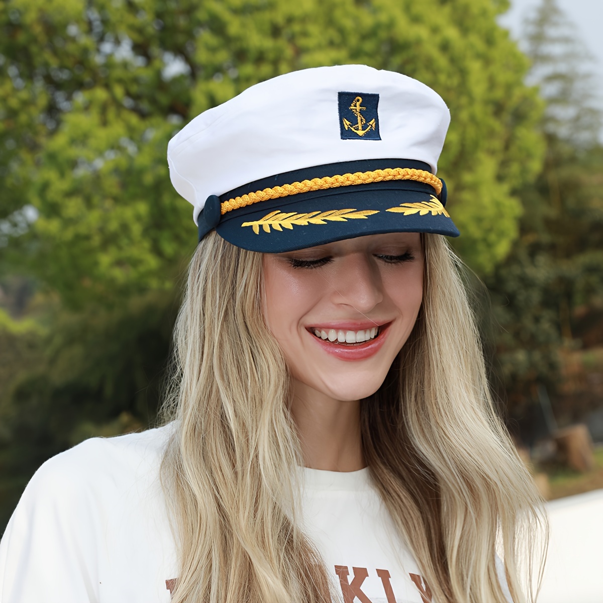 holiday nautical anchor breton cap 100 polyester sun protection woven newsboy hat for roleplay and sailor uniform performances inelastic sailor cap with wheat ear embroidery details 2