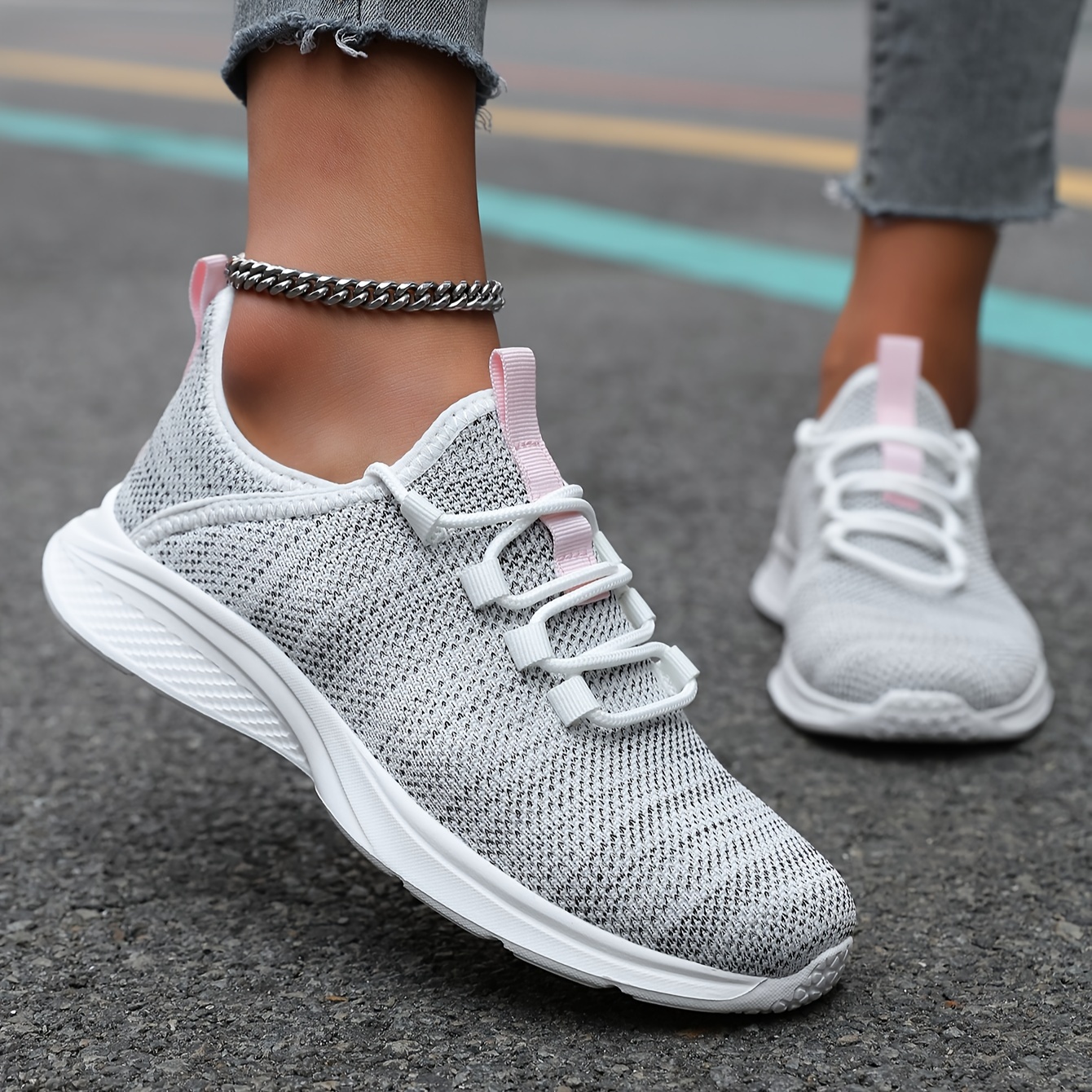 casual running shoes women s flying woven breathable lace details 0