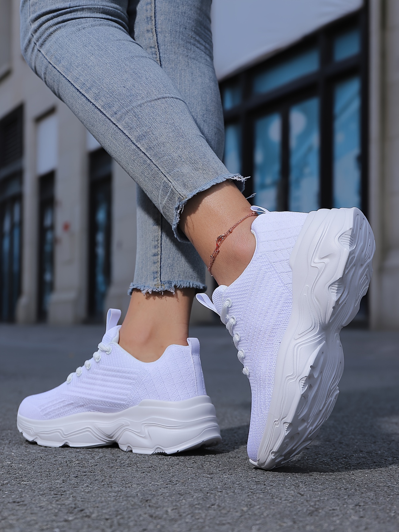 breathable sneakers trendy soft thick sole mesh shock details 5