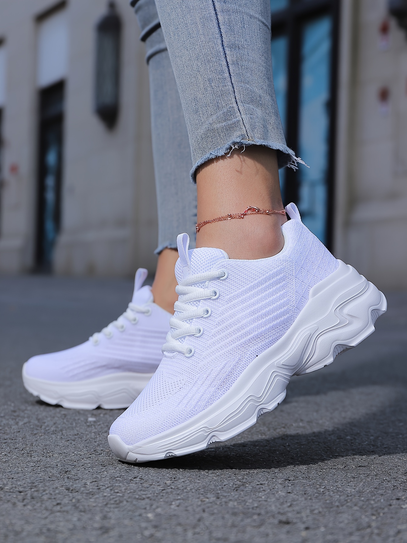 breathable sneakers trendy soft thick sole mesh shock details 8