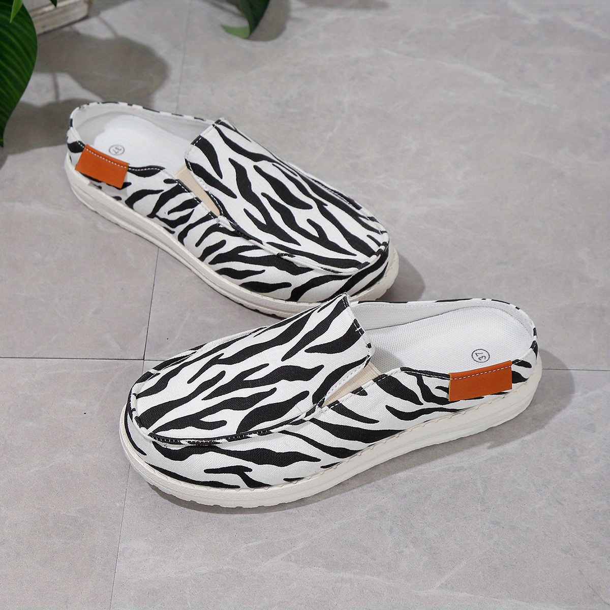 Mens Zebra Print No Tie Slip On Loafers Casual Outdoor Walking Shoes Men s Shoes Temu details 1