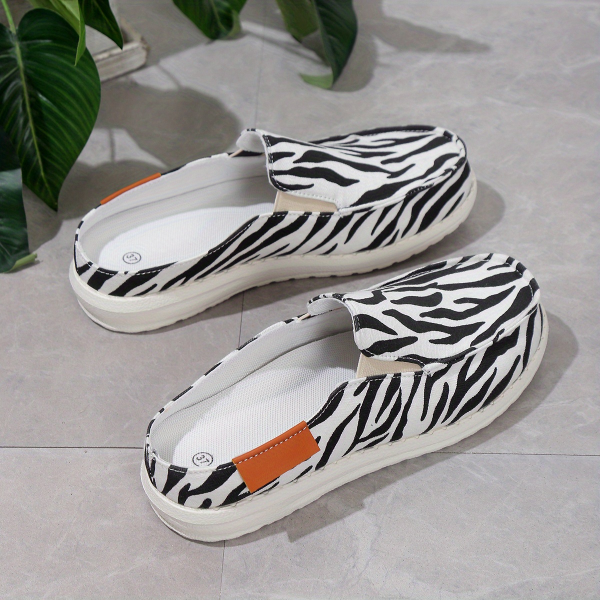 Mens Zebra Print No Tie Slip On Loafers Casual Outdoor Walking Shoes Men s Shoes Temu details 2