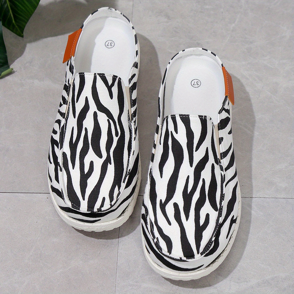 Mens Zebra Print No Tie Slip On Loafers Casual Outdoor Walking Shoes Men s Shoes Temu details 3