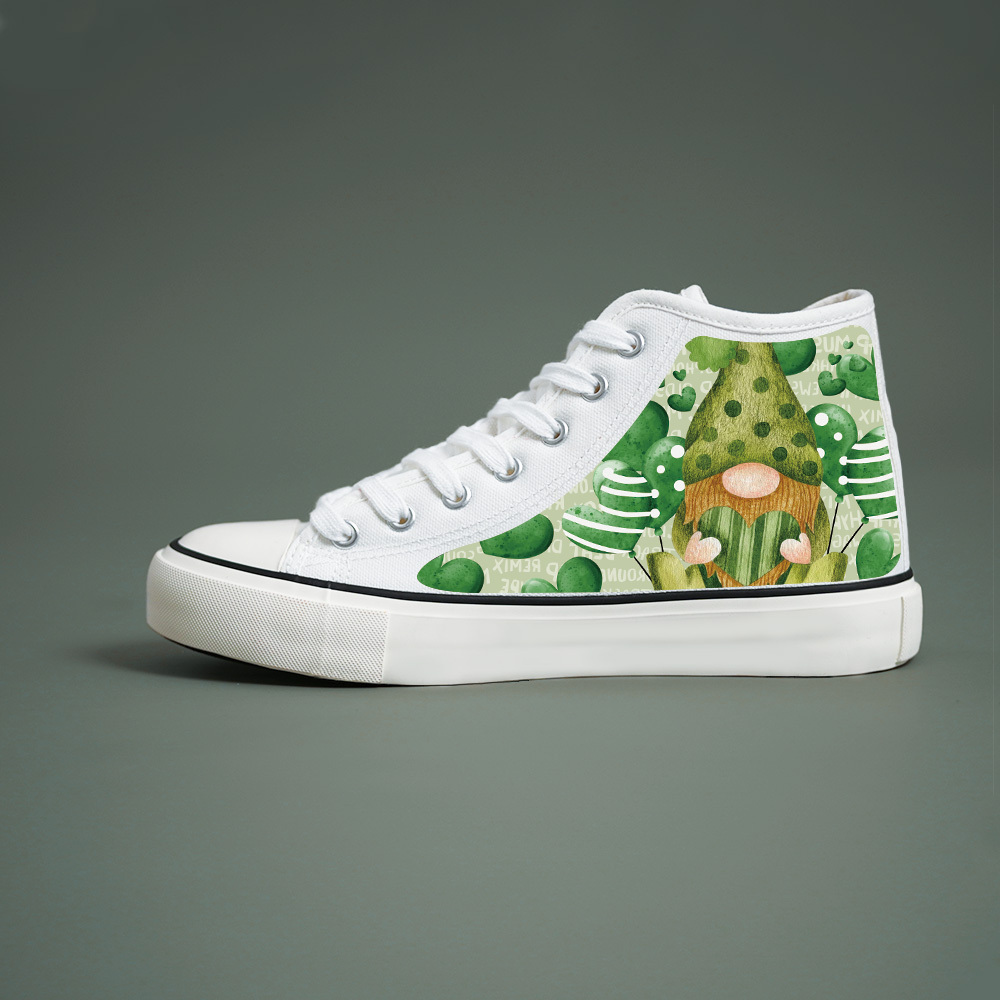 Saint Patricks Day Themed Cartoon Gnome Pattern Print High Top Canvas Shoes For Men Comfy Non Slip Casual Sneakers For Outdoor Casual Mens Street Style Footwear Men s Shoes Temu details 1