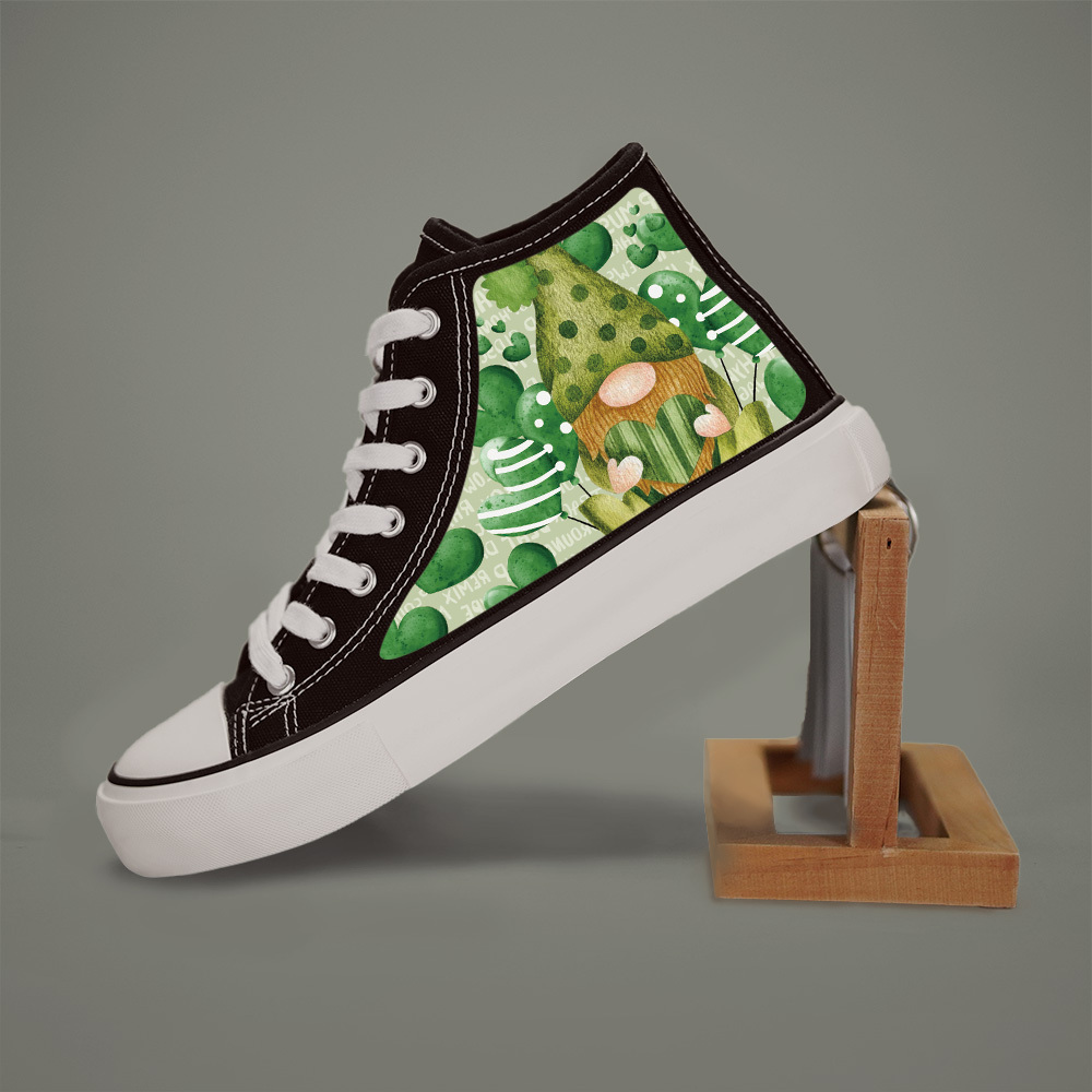 Saint Patricks Day Themed Cartoon Gnome Pattern Print High Top Canvas Shoes For Men Comfy Non Slip Casual Sneakers For Outdoor Casual Mens Street Style Footwear Men s Shoes Temu details 6