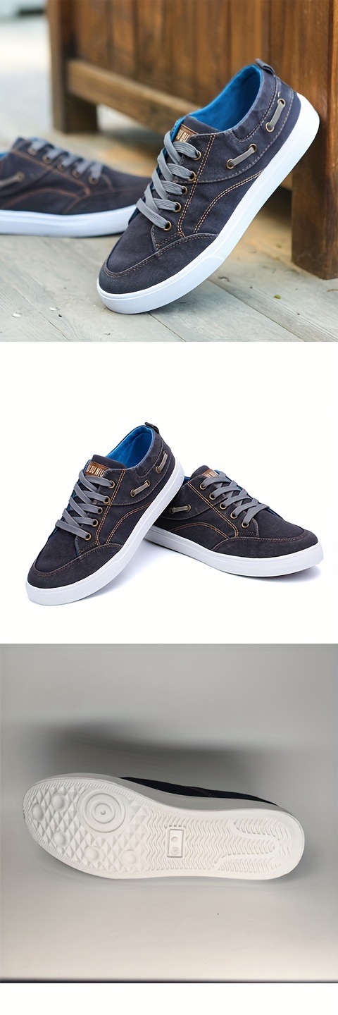 Mens Trendy Versatile Skate Shoes Breathable Lightweight Lace Up Canvas Shoes For Outdoor Casual Mens Street Style Footwear Men s Shoes Temu details 3