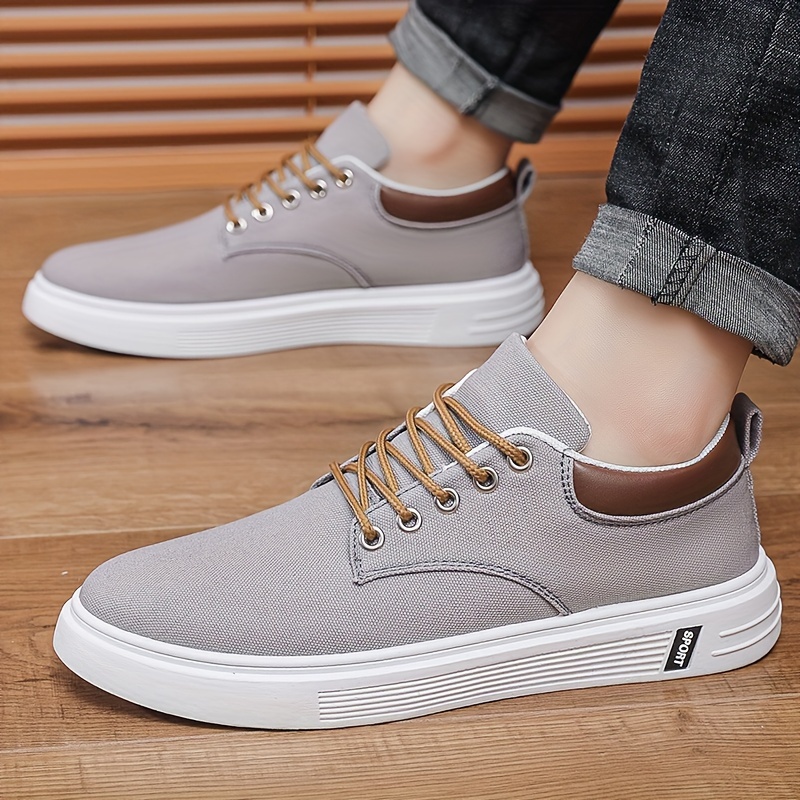 Mens Vintage Solid Color Canvas Low Top Skateboard Shoes Comfy Non Slip Lace Up Rubber Sole Walking Shoes Mens Footwear Men s Shoes Temu details 2