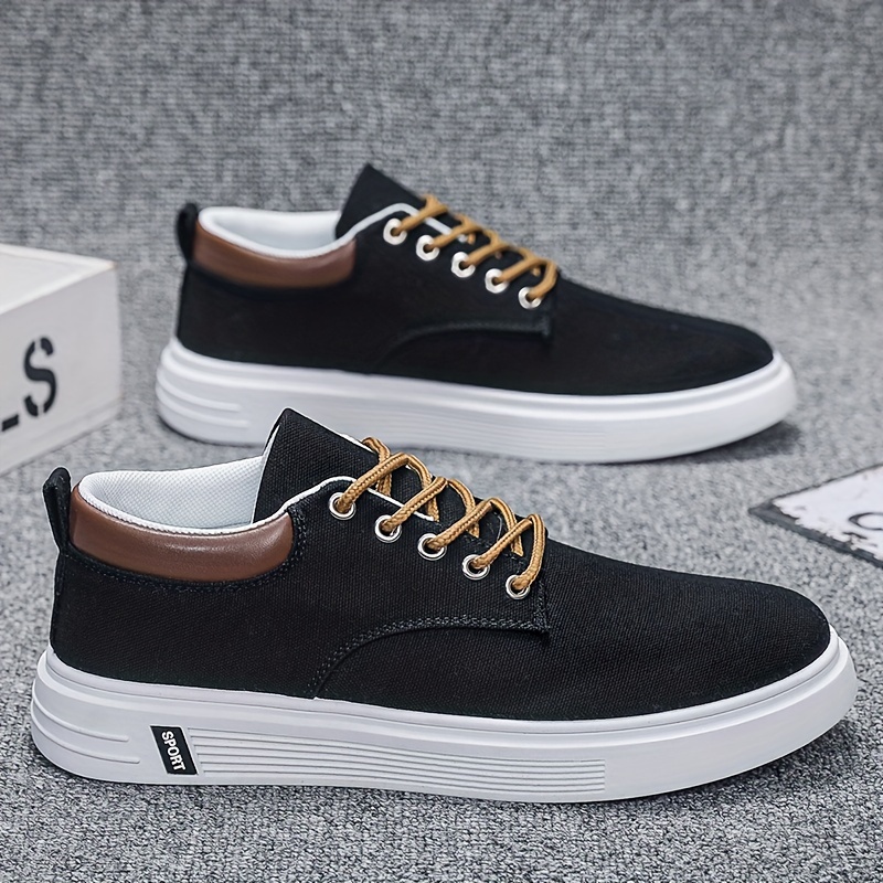 Mens Vintage Solid Color Canvas Low Top Skateboard Shoes Comfy Non Slip Lace Up Rubber Sole Walking Shoes Mens Footwear Men s Shoes Temu details 3