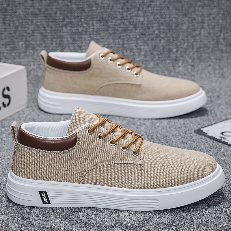 Mens Vintage Solid Color Canvas Low Top Skateboard Shoes Comfy Non Slip Lace Up Rubber Sole Walking Shoes Mens Footwear Men s Shoes Temu details 4