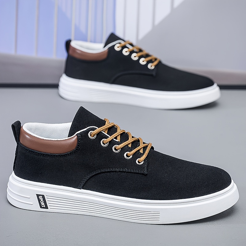 Mens Vintage Solid Color Canvas Low Top Skateboard Shoes Comfy Non Slip Lace Up Rubber Sole Walking Shoes Mens Footwear Men s Shoes Temu details 6