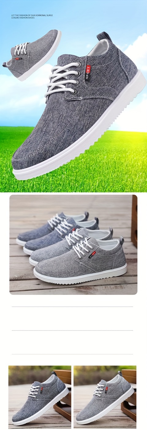 Mens Solid Casual Canvas Shoes Breathable Non Slip Lace Up Versatile Shoes For Outdoor Walking Driving Spring Summer And Autumn Men s Shoes Temu details 0