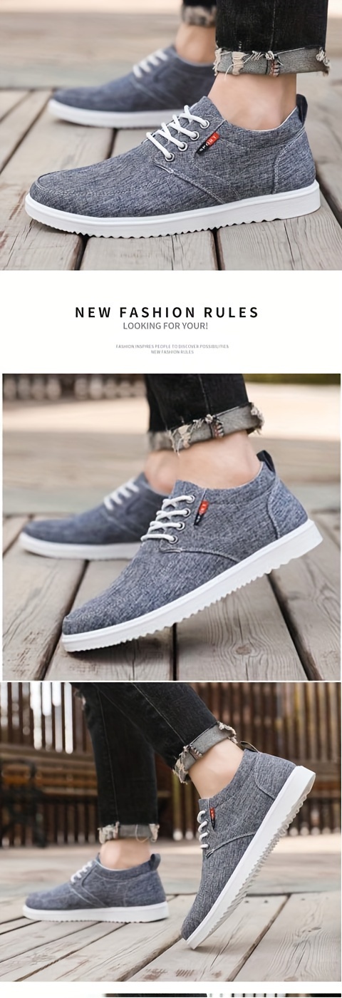 Mens Solid Casual Canvas Shoes Breathable Non Slip Lace Up Versatile Shoes For Outdoor Walking Driving Spring Summer And Autumn Men s Shoes Temu details 3