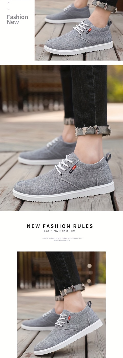 Mens Solid Casual Canvas Shoes Breathable Non Slip Lace Up Versatile Shoes For Outdoor Walking Driving Spring Summer And Autumn Men s Shoes Temu details 6