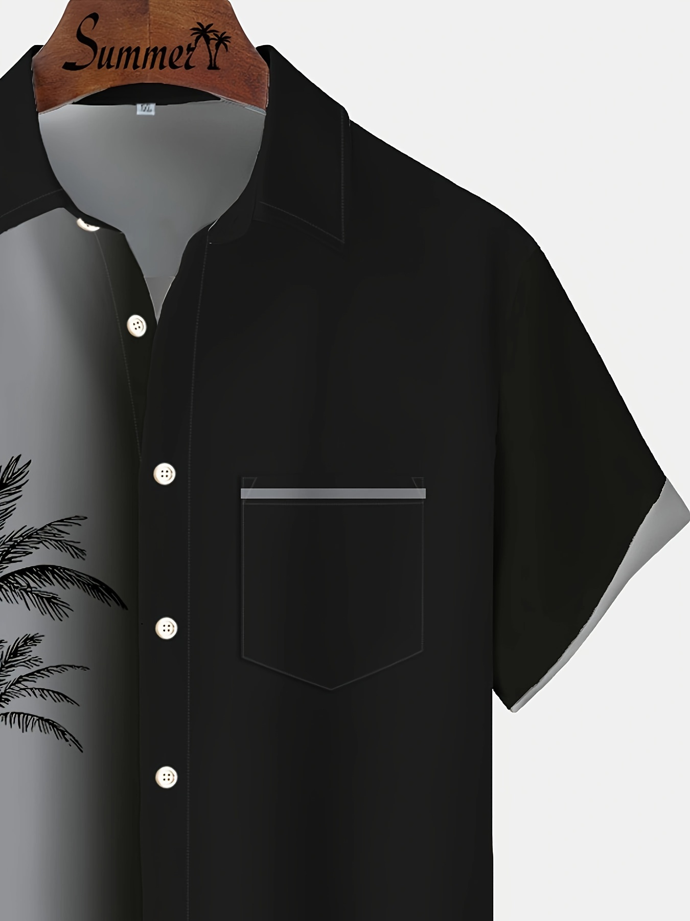 plus size mens coconut trees graphic print shirt for summer casual fashion short sleeve shirt details 1