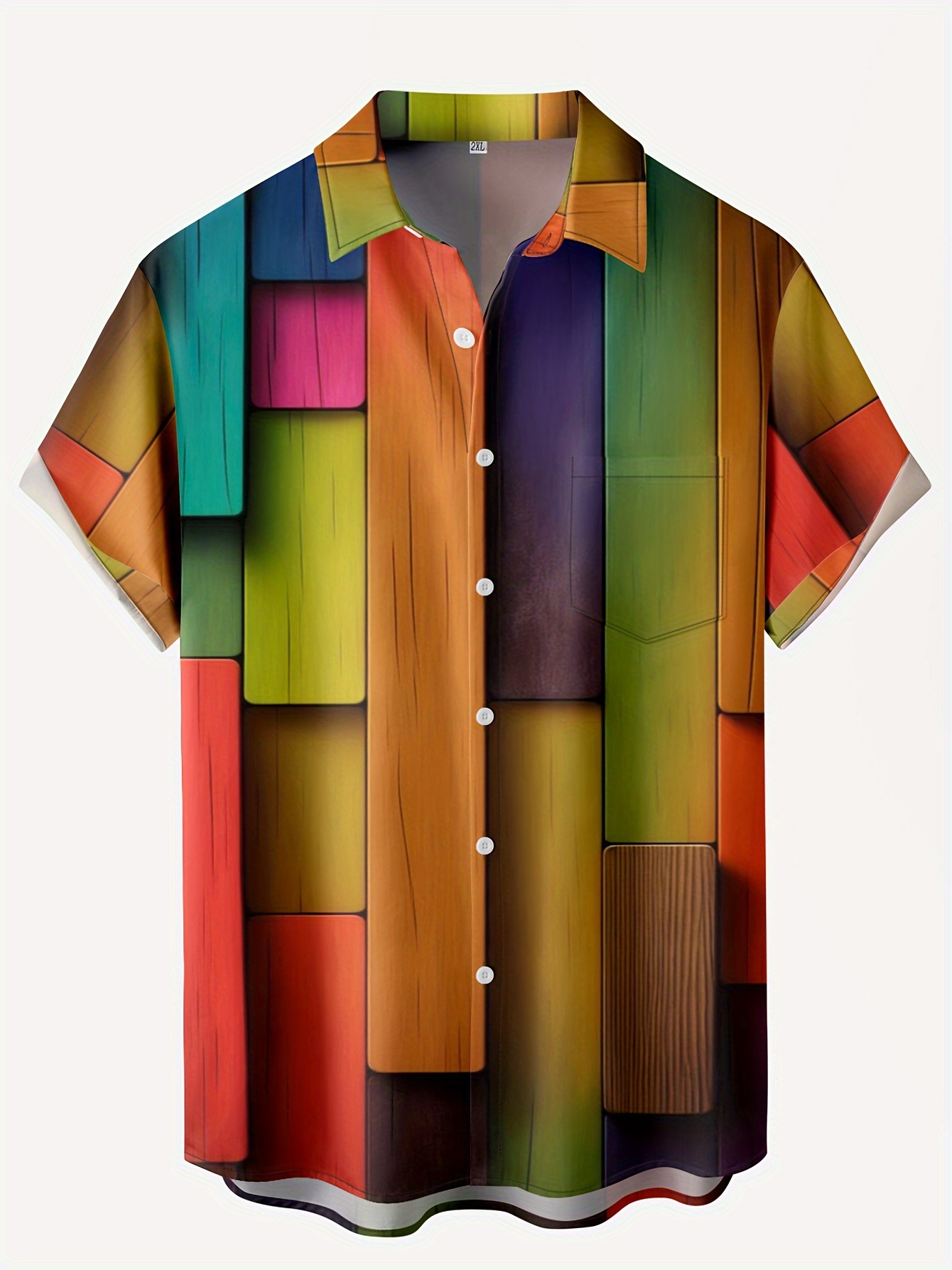 plus size mens colorful abstract art pattern 3d digital print short sleeve shirt with turn down collar and chest pocket fashion casual vacation style details 1