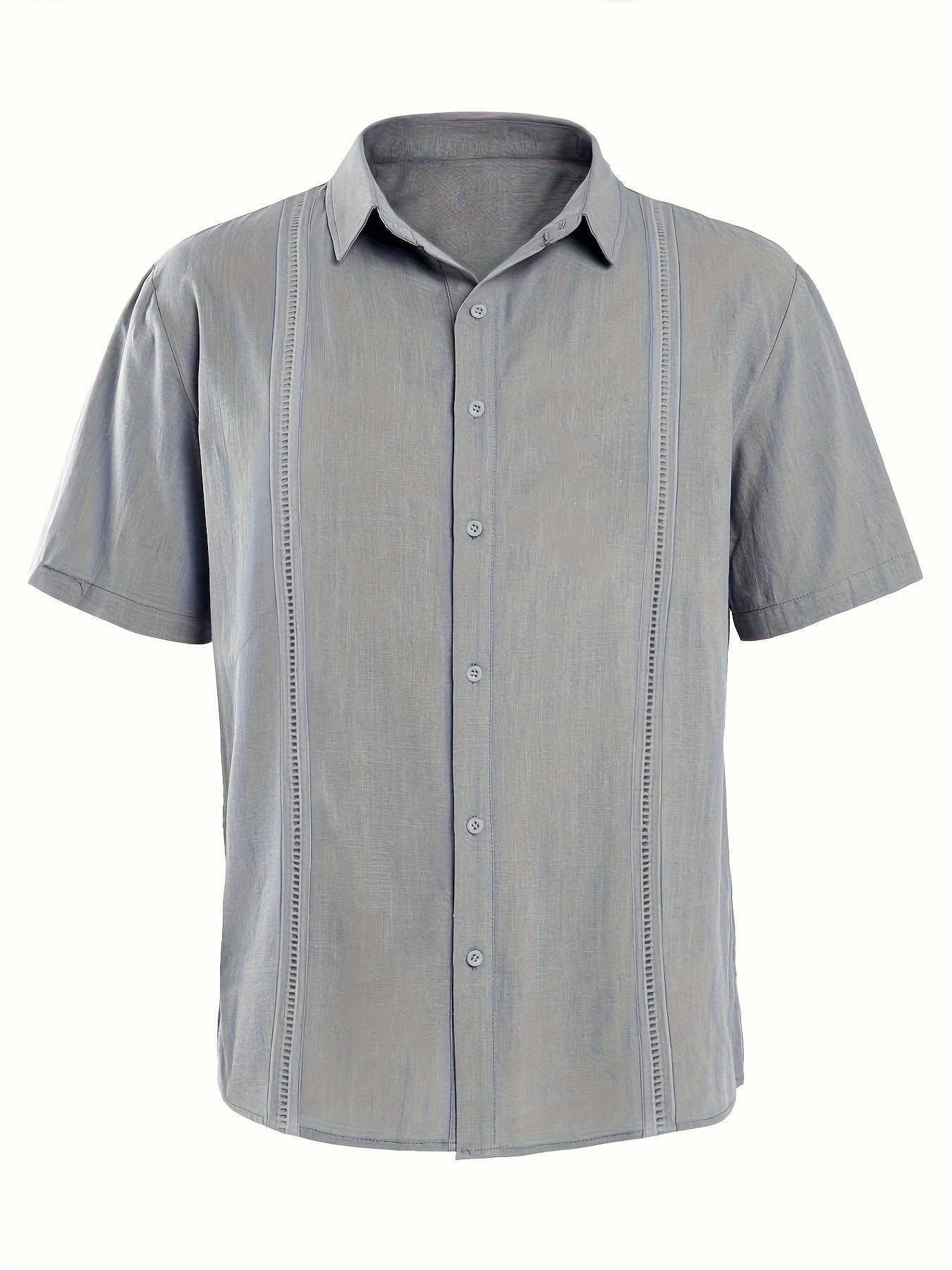 mens short sleeve cuban camp guayabera shirt linen cotton hippie beach button down shirts details 2