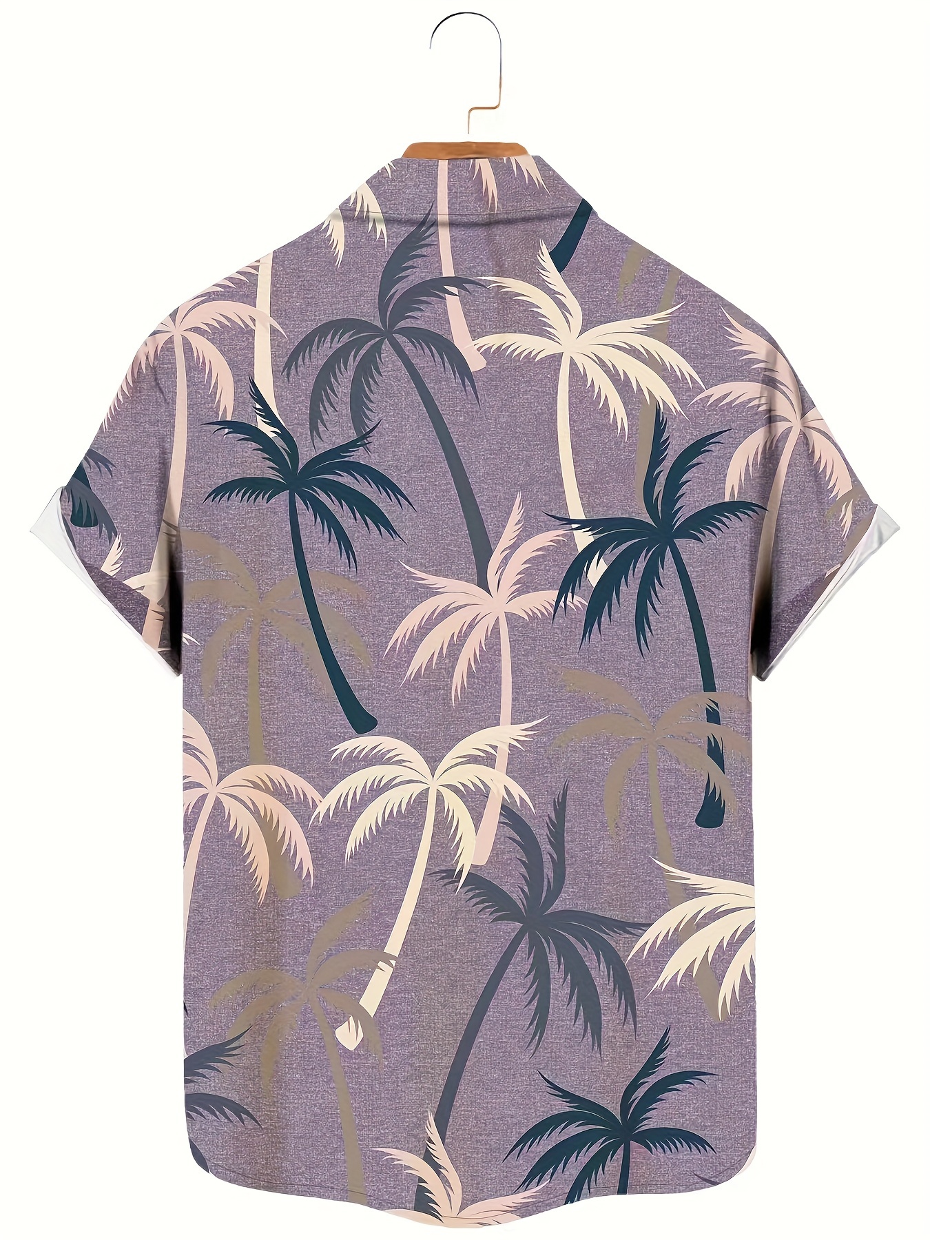 plus size mens summer hawaiian shirt with palm trees print casual short sleeve button down bohemian mature style details 2