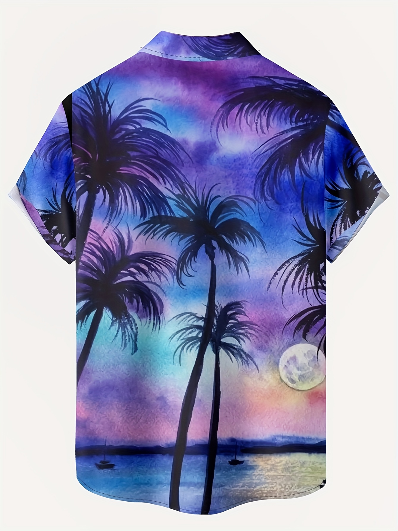 plus size lapel mens coconut tree element graphic print hawaiian shirt button down shirts top blouse shirts short sleeve button down shirts details 0