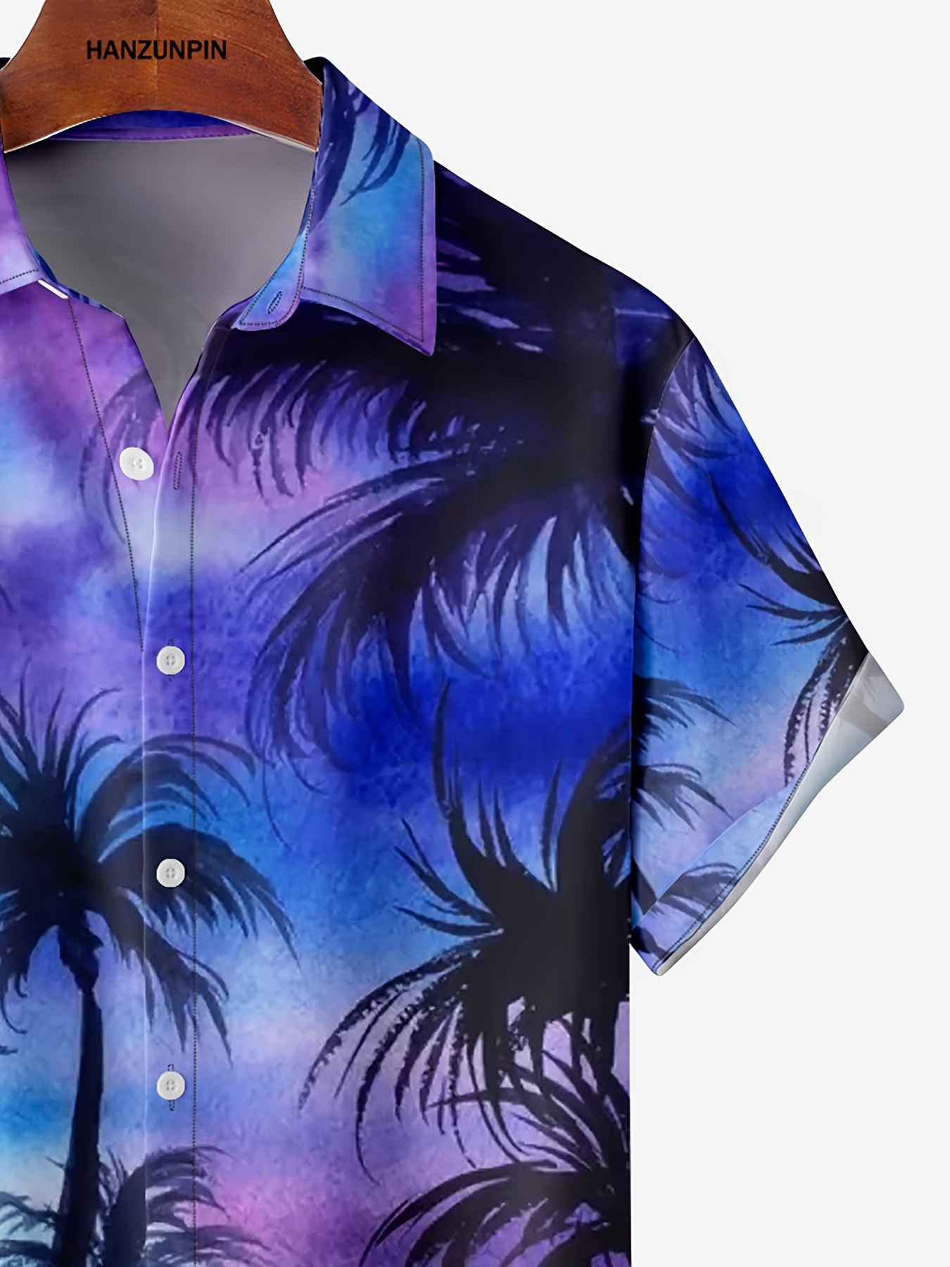 plus size lapel mens coconut tree element graphic print hawaiian shirt button down shirts top blouse shirts short sleeve button down shirts details 3