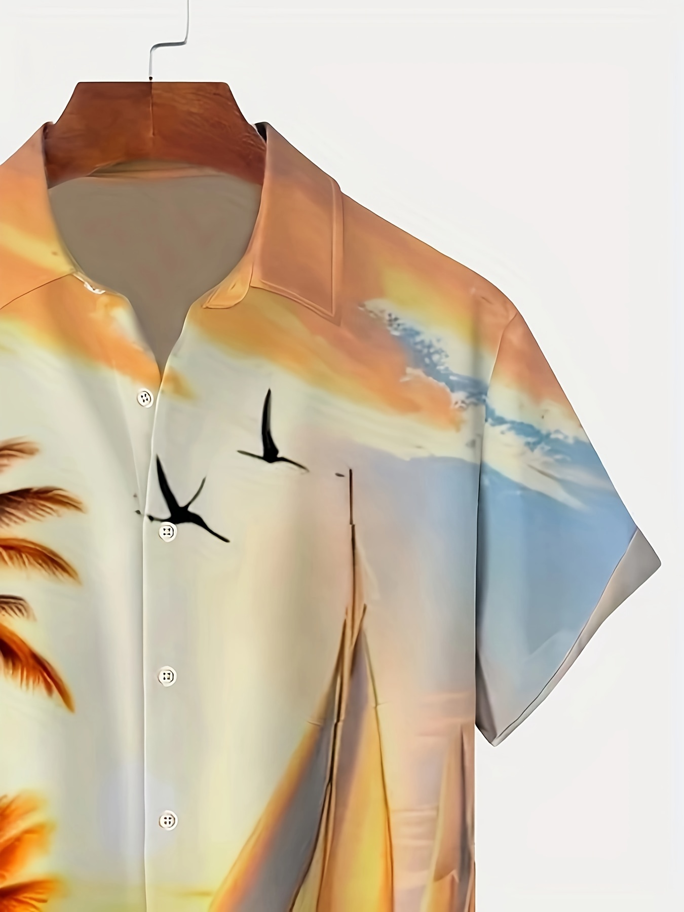 plus size mens summer coconut trees graphic print shirt for summer trendy casual short sleeve shirt for males details 3