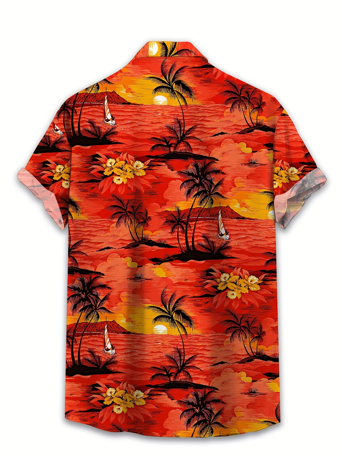 plus size mens 3d coconut trees graphic print shirt for summer stylish casual short sleeve shirt hawaiian tops details 1