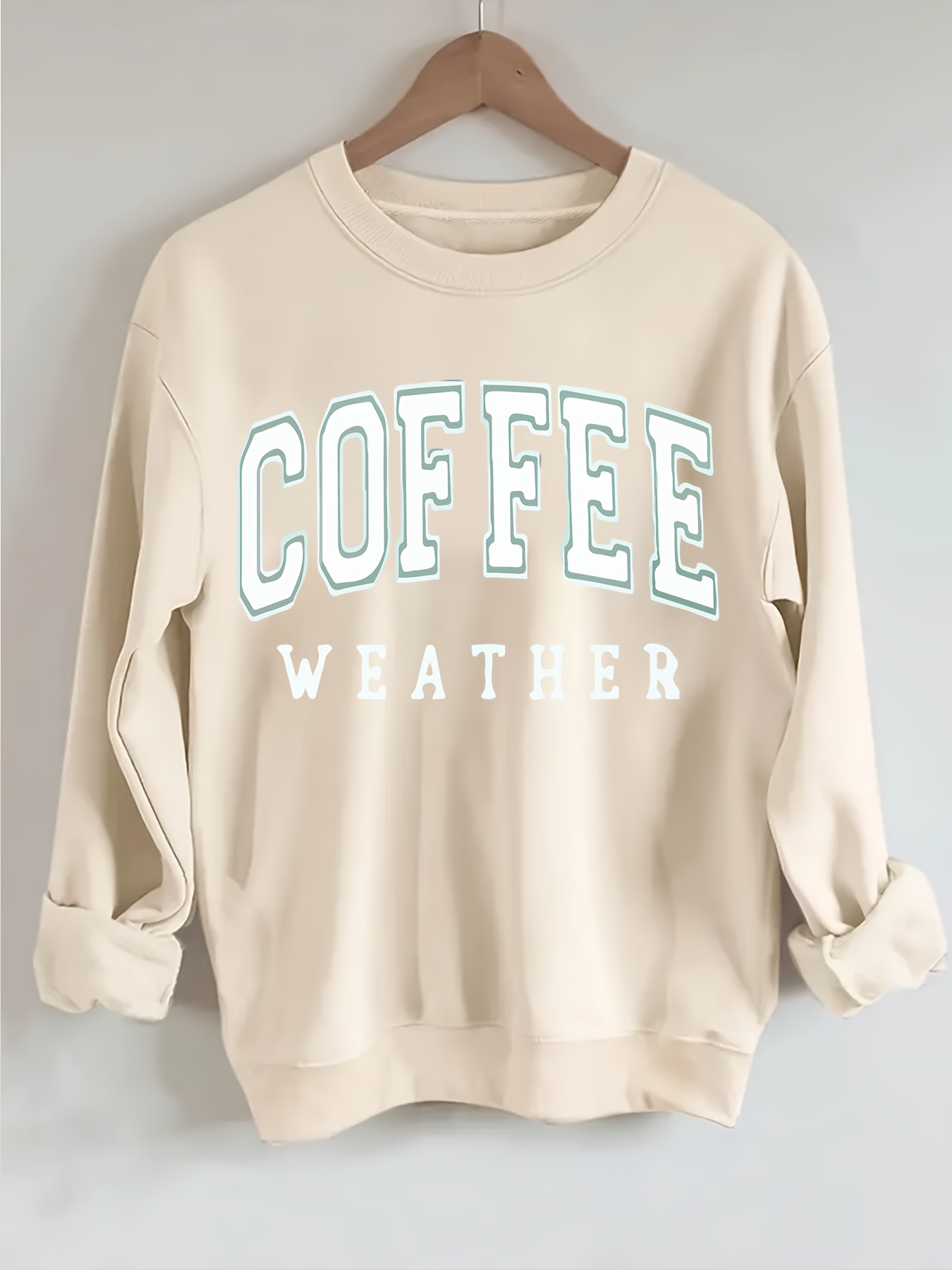 plus size coffee print sweatshirt casual long sleeve crew neck sweatshirt womens plus size clothing details 6