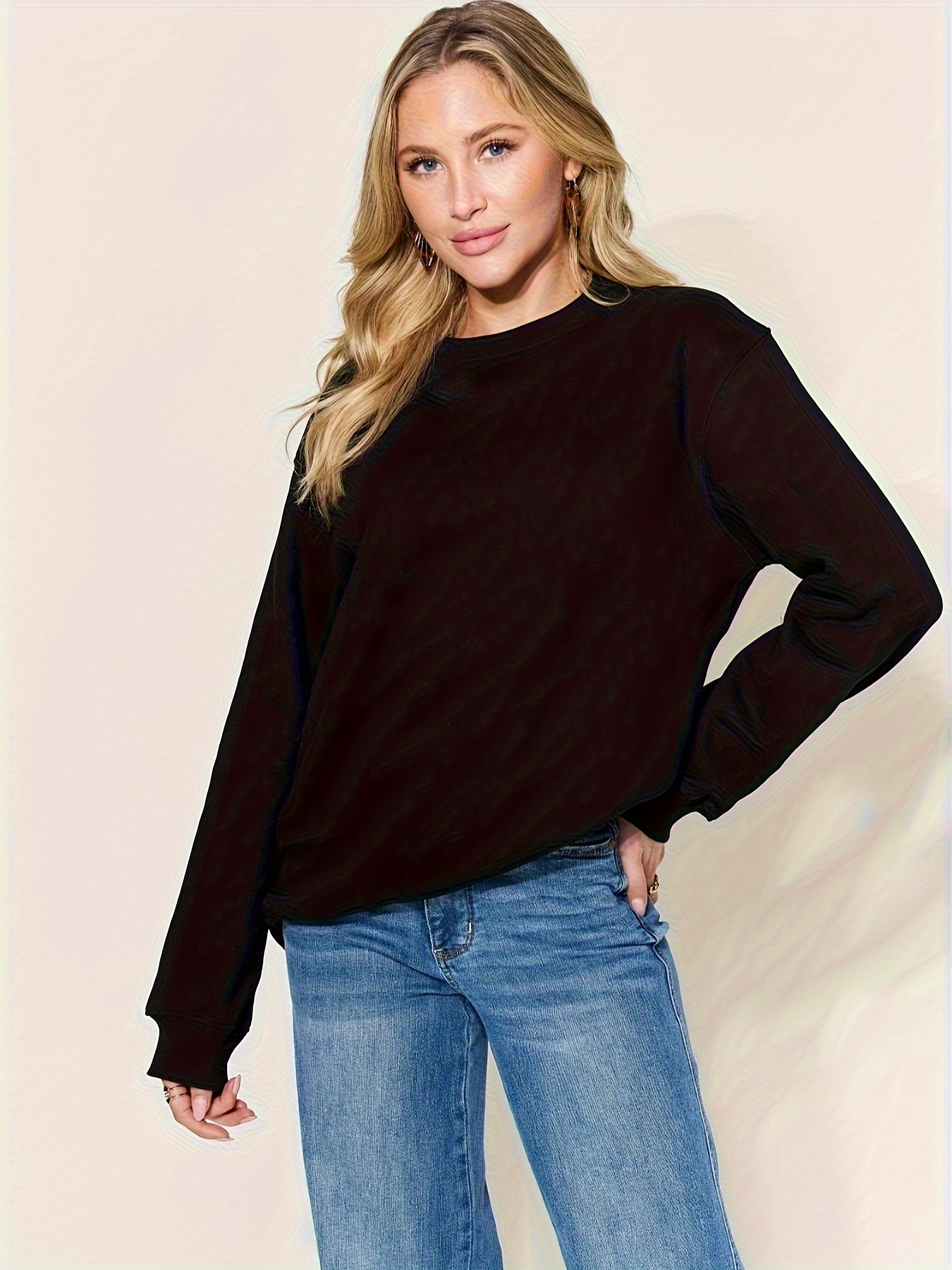 simply love full size round neck long sleeve sweatshirt details 0