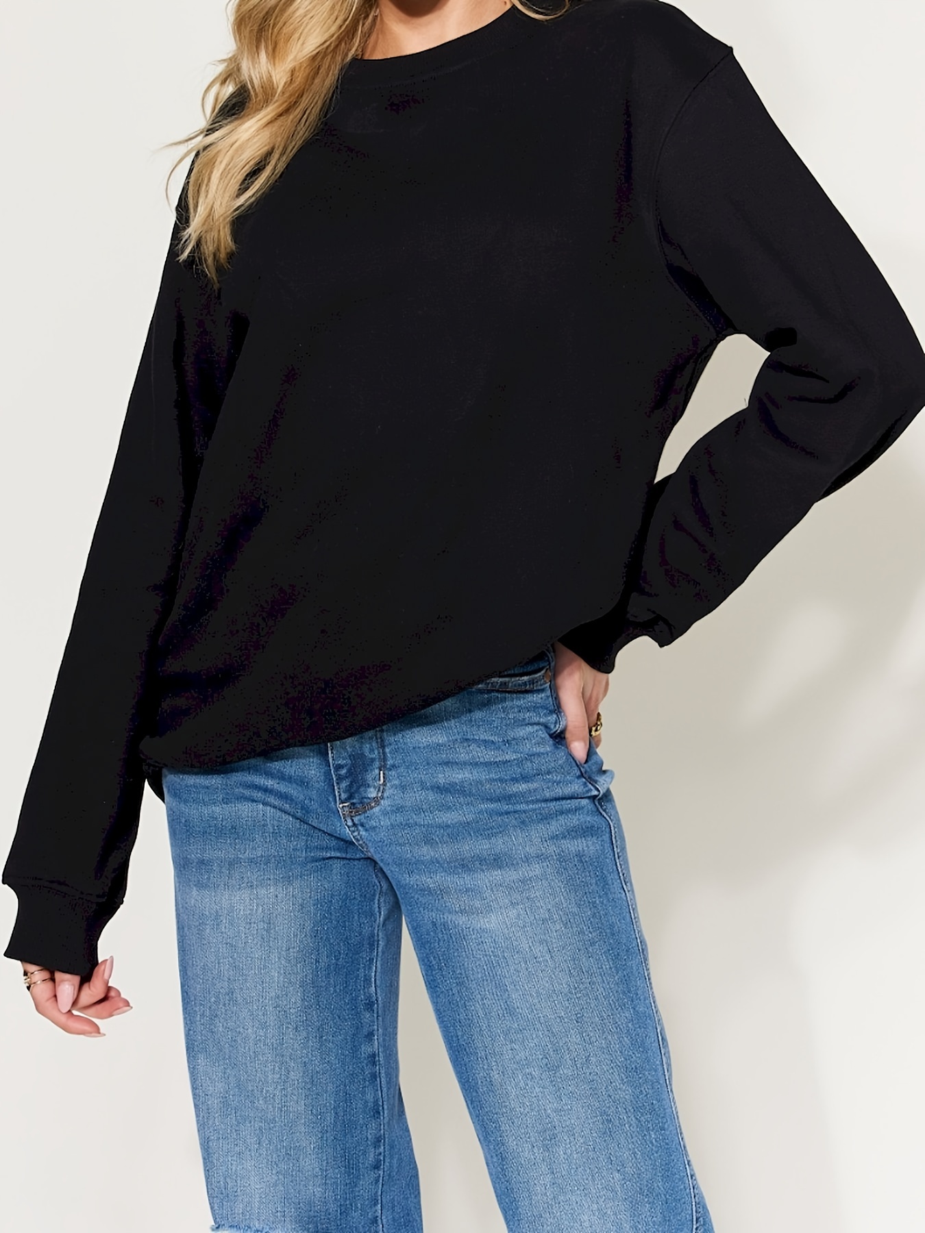 simply love full size round neck long sleeve sweatshirt details 2